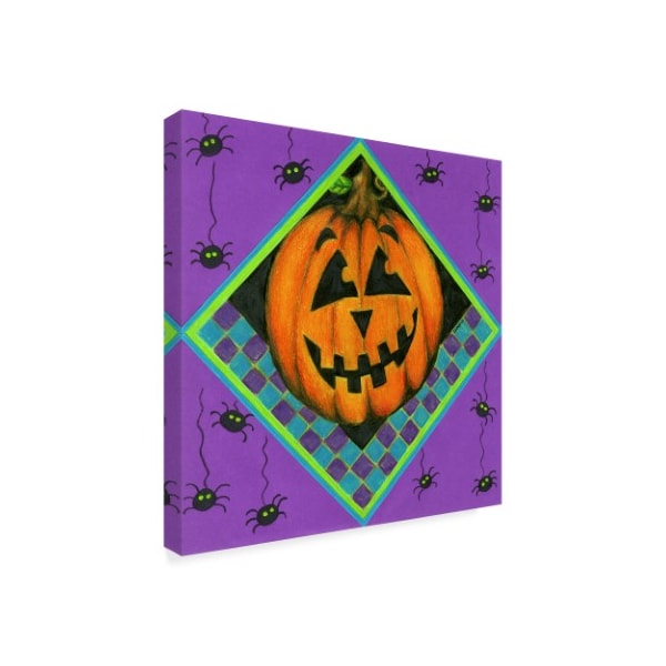 Claudia Interrante 'Jack O Lantern With Purple Spiders' Canvas Art,35x35